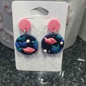Handmade clay dangle earrings